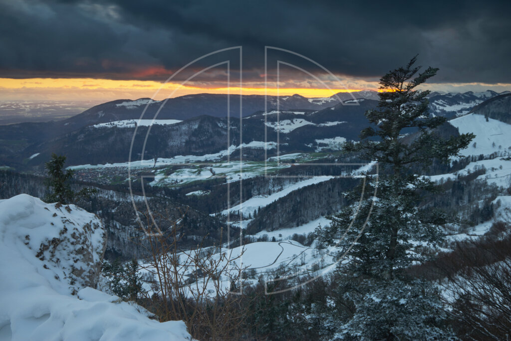 Dusk in winter from a vantage point.