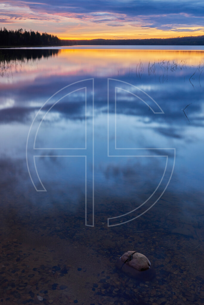 Dusk at a lake.