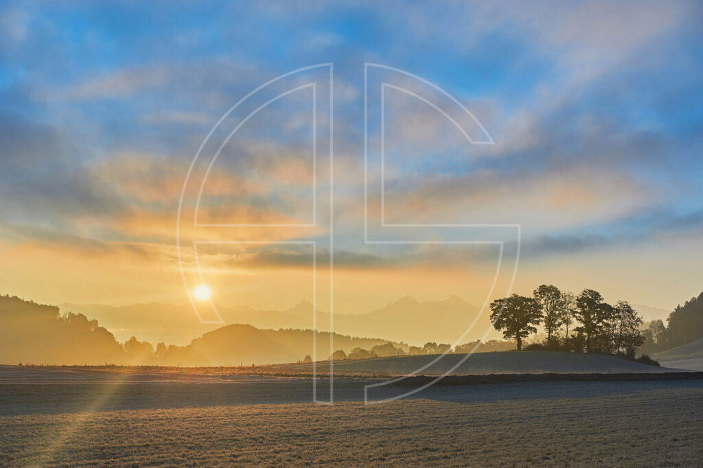 Sunrise on a frosty morning.