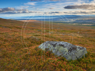 Fjell landscape and soft light in the far background.