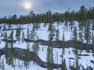 A grey, dull winter day with the sun peeking through the greyness.