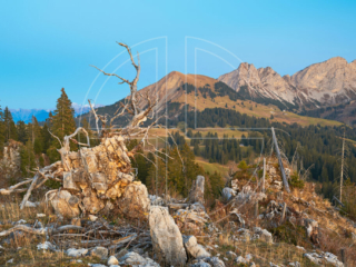 Blue hour in a mountain landscape.