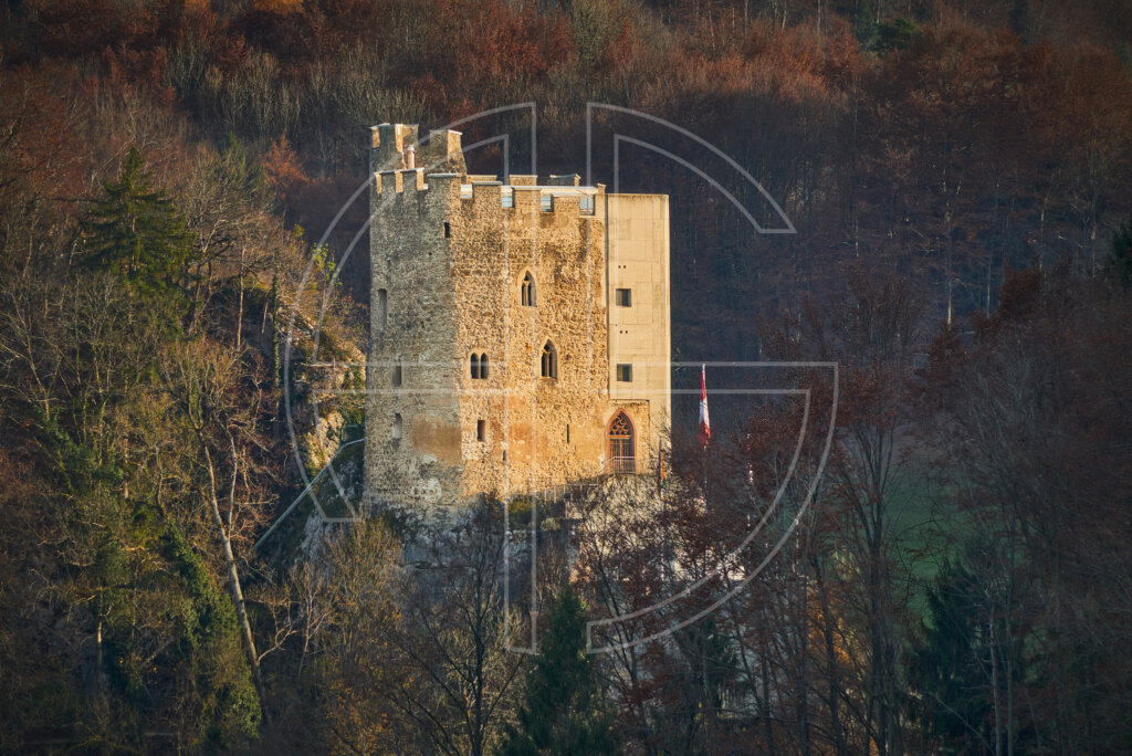 Castle illuminated by the evening sun.
