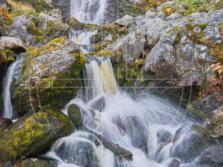 A close-up of a waterfall.