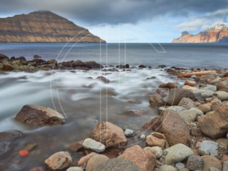 A river pours into the sea.