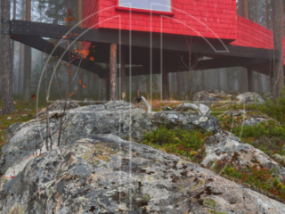 A cabin in the woods.