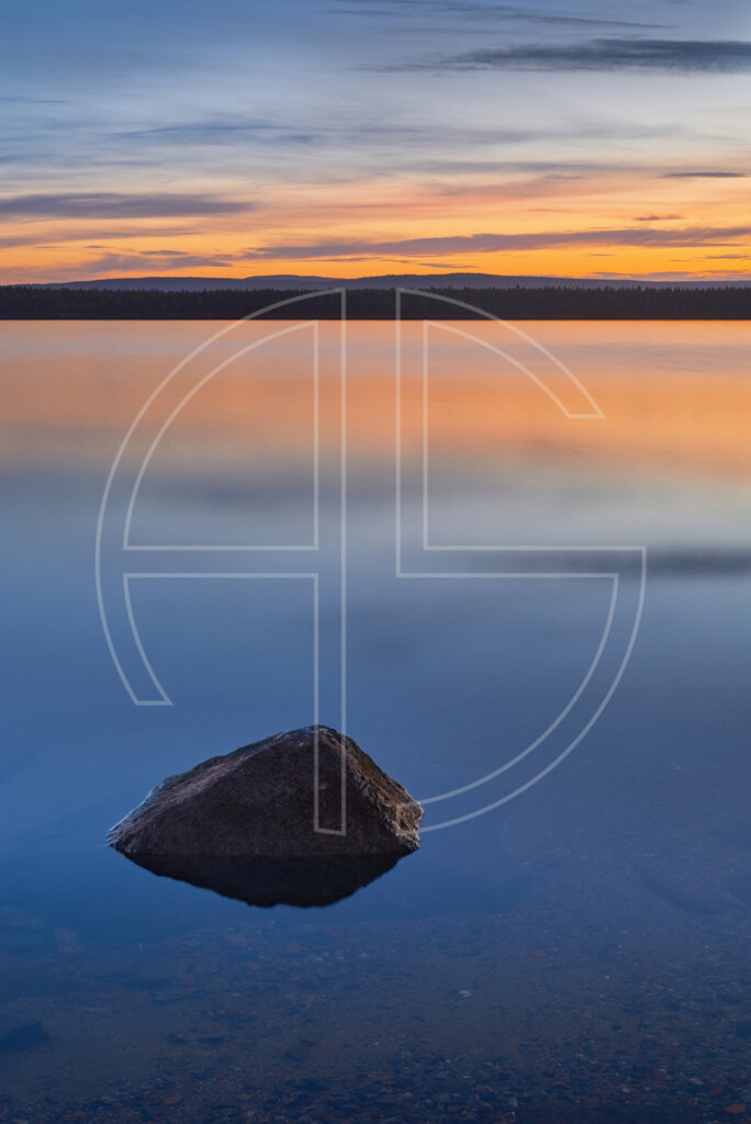 Dusk at a lake.