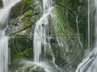 Close-up of a waterfall.