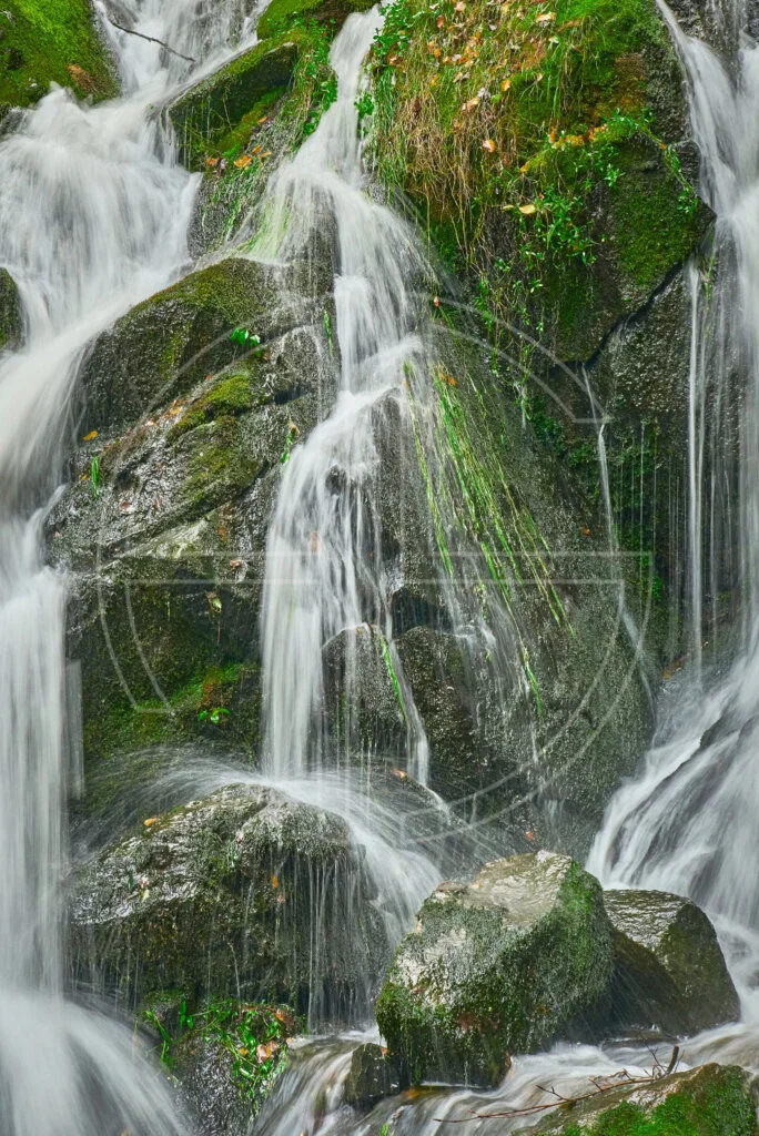 Close-up of a waterfall.