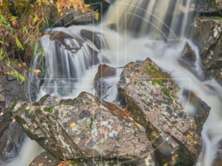 Close-up of a small waterfall.